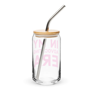 in my advocating era Can-shaped glass with lid & straw