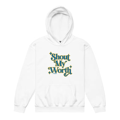 Shout My Worth Blue & Yellow Youth heavy blend hoodie