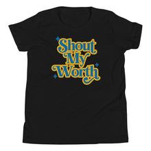 Shout my worth - blue & yellow Youth Short Sleeve Tee