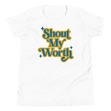 Shout my worth - blue & yellow Youth Short Sleeve Tee